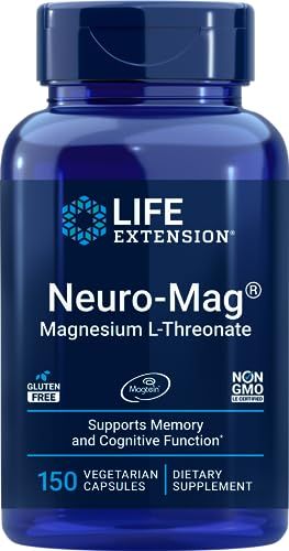 Life Extension Neuro-Mag Magnesium L-Threonate, 150 Veg Caps, Magtein Supplement for Women and Men