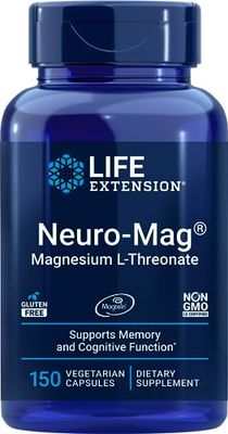 Life Extension Neuro-Mag Magnesium L-Threonate, 150 Veg Caps, Magtein Supplement for Women and Men