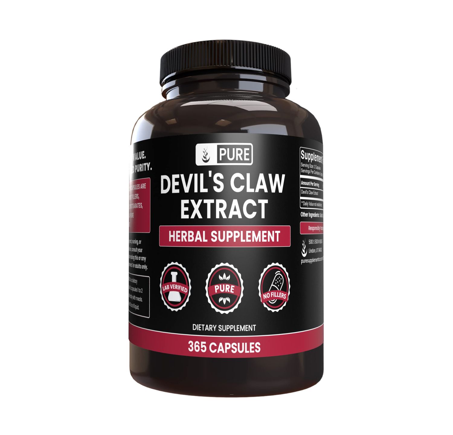 Pure Original Ingredients Devil&#39;s Claw (365 Capsules) No Magnesium Or Rice Fillers, Always Pure, Lab Verified