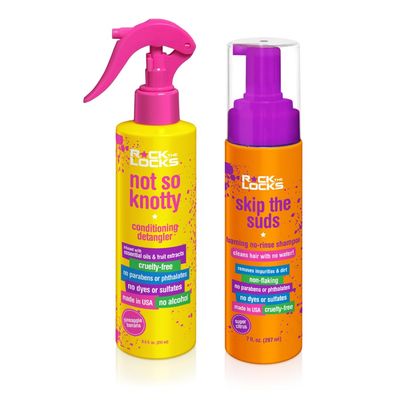 Rock the Locks Pineapple Banana Conditioning Detangler Foaming Rinse-free Shampoo Bundle for Kids 7 fl. oz Conditions Detanglers, No Parabens or Phthalates or Sulfates, Cruelty-free