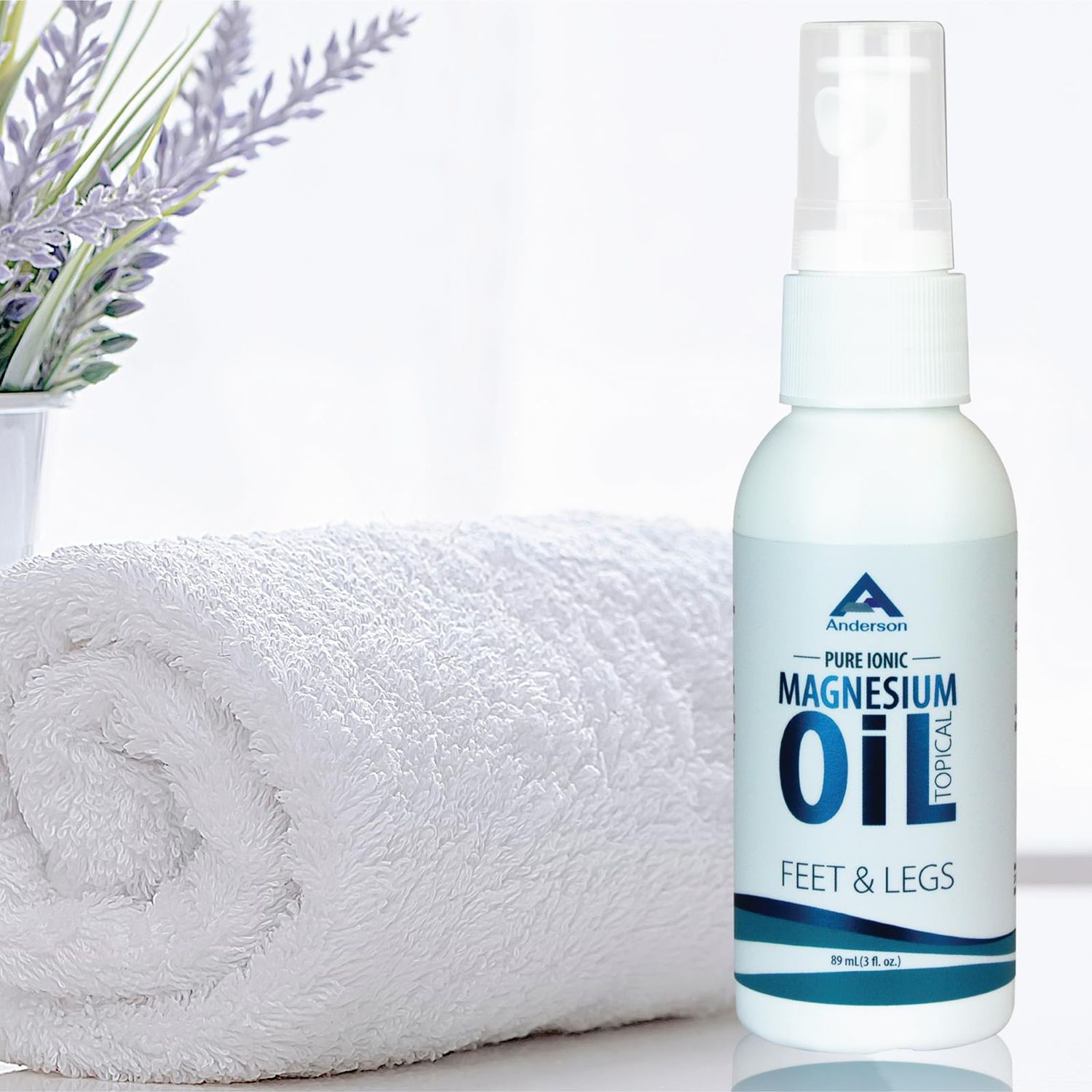 Magnesium Oil Spray for Feet and Legs Made in The USA Topical Ionic Magnesium Chloride Lotion for Body Joints Promotes Relaxation, Relief from Muscle Cramps, 3oz