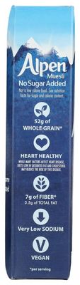 Alpen All Natural Muesli, No Sugar Added 14 oz(Pack of 1)