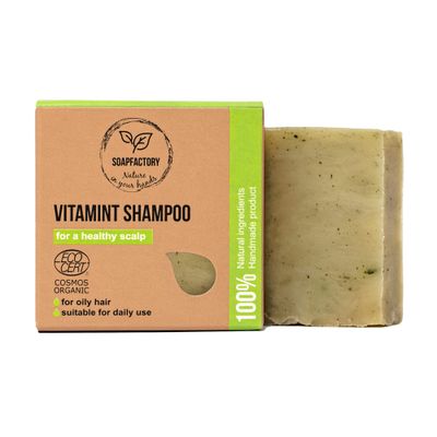 SoapFactory Organic Solid Shampoo Bar with Rosemary Oil, Hair Soap for a healthy Scalp, 100 Natural Certified, Vegan, Handmade, Plastic free, 3 ounce