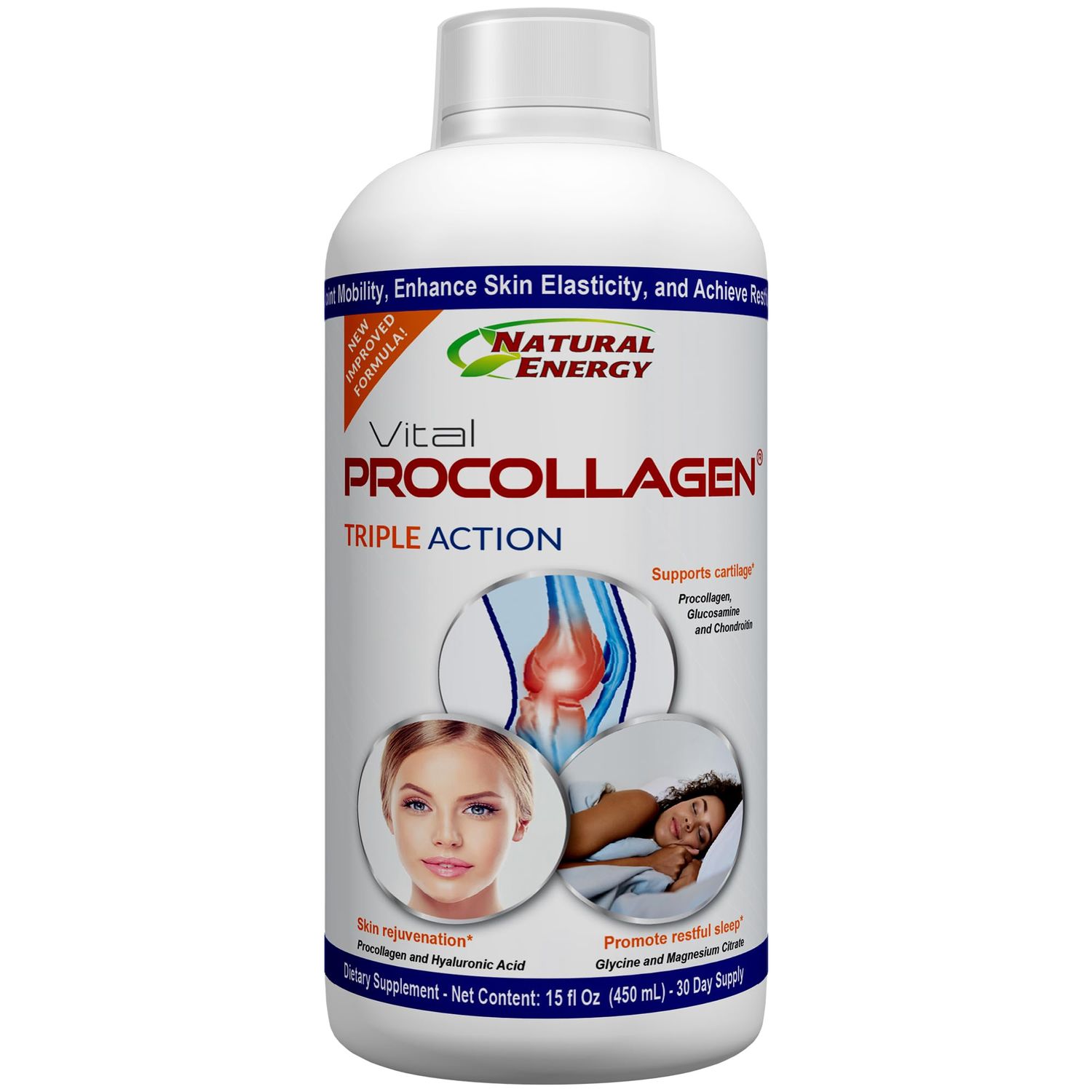 Procollagen Vital for Women and Men, Joint Support, Sleep Aid, Skin CareCollagen Peptides Mix, Hyaluronic Acid, Glucosamine, Chondroitin, Glycine, Magnesium, Boron Aloe - 30 Days Supplies