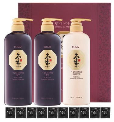 DAENG GI MEO RI - Ki Gold Premium 2 Shampoo 780ml 1 Treatment 780ml 10 Traveling Pouch Samples 10ml Set, Samples may vary.