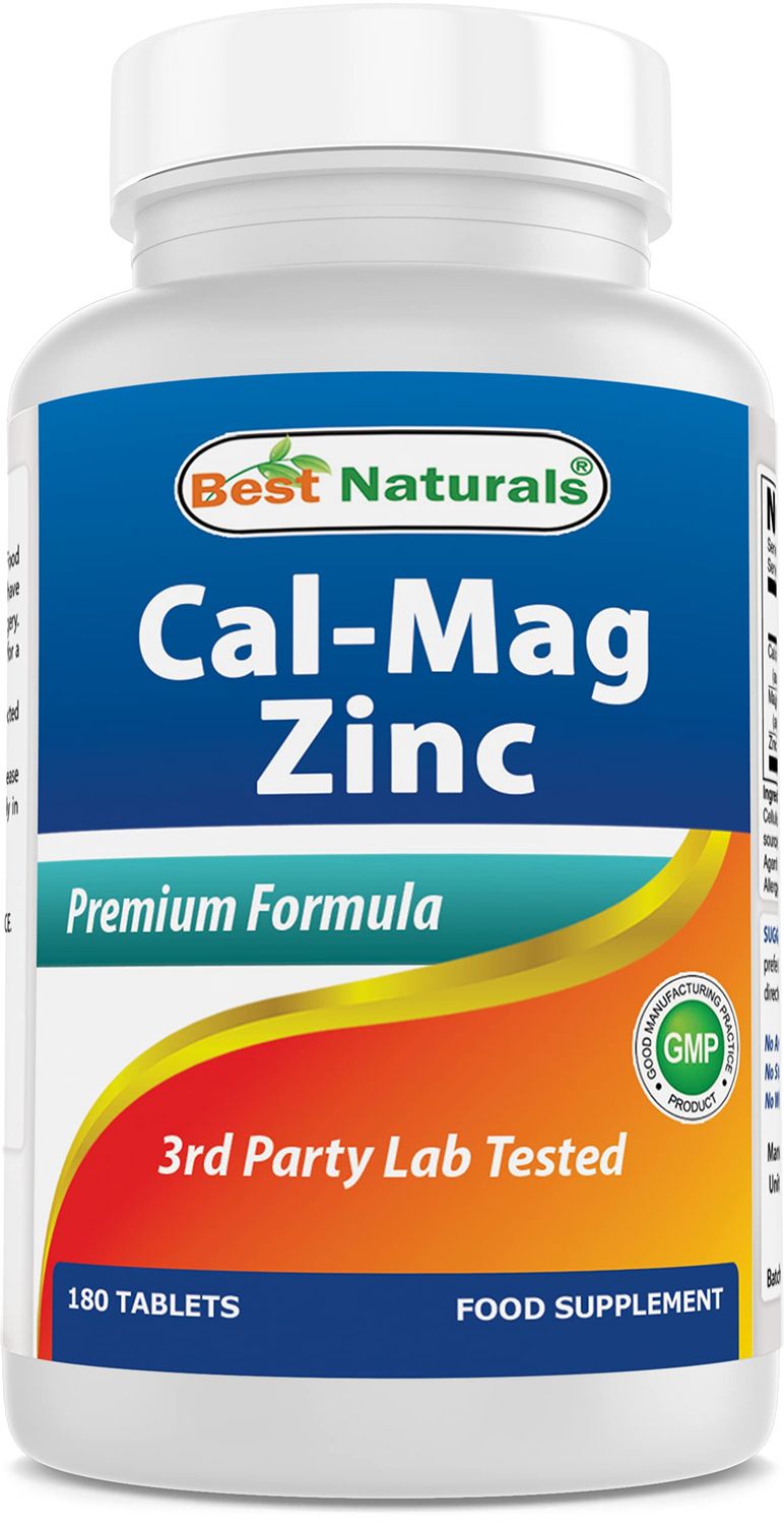 1 CAL MAG ZINC by Best Naturals - Essential Mineral Complex - Manufactured in a USA Based GMP Certified Facility and Third Party Tested for Purity. Guaranteed!!, 180 Tablets