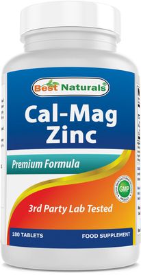 1 CAL MAG ZINC by Best Naturals - Essential Mineral Complex - Manufactured in a USA Based GMP Certified Facility and Third Party Tested for Purity. Guaranteed!!, 180 Tablets