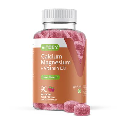Calcium Gummies with Vitamin D3 Magnesium - Supports Bone Health, Immune Support, Energy and Muscle Function - Dietary Vitamin Supplements, for Men Woman and Teens, Chewable Fruit Flavored Gummy