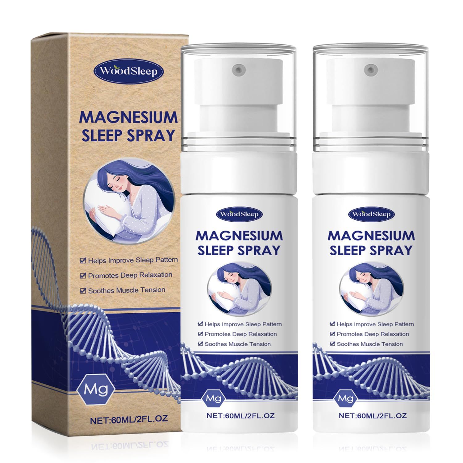 2Pcs Magnesium Oil Spray-Pure Organic Natural Magnesium Oil Bottle,Skin Body Natural Magnesium Oil Spray,Magnesium Oil Spray for Soothing Relief Relaxation and Better Sleep