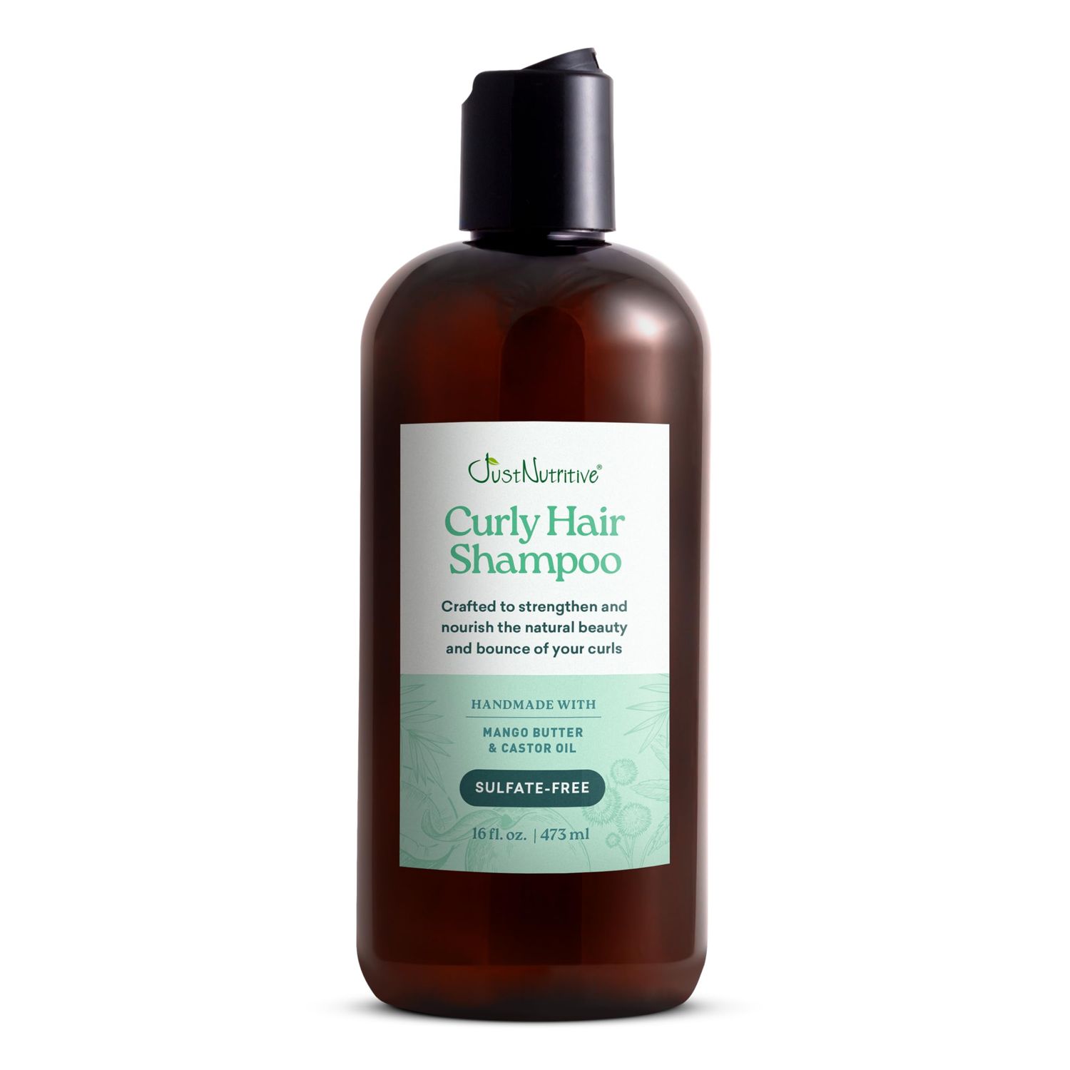 Just Nutritive Shampoo for Curly Hair Sulfate-Free, Hydrating, Frizz Control, Curl Enhancing, Natural Moisturizing Shampoo for Curly, Wavy, and Textured Hair with Aloe Vera Coconut Oil - 16 Fl Oz.