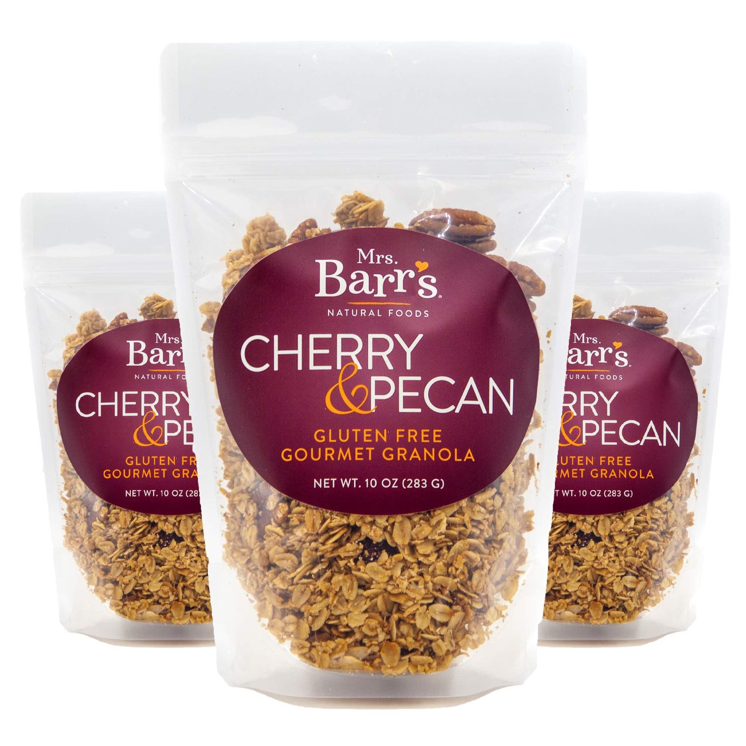 Mrs. Barr s Natural Foods Granola Cherry Pecan Certified Organic Gluten Free Oats Soft Texture Small Batch Gourmet Quality Real Ingredients 10 Ounces (3 Pack)