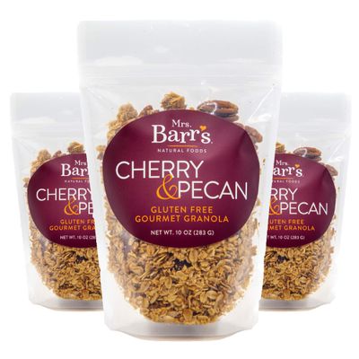 Mrs. Barr s Natural Foods Granola Cherry Pecan Certified Organic Gluten Free Oats Soft Texture Small Batch Gourmet Quality Real Ingredients 10 Ounces (3 Pack)
