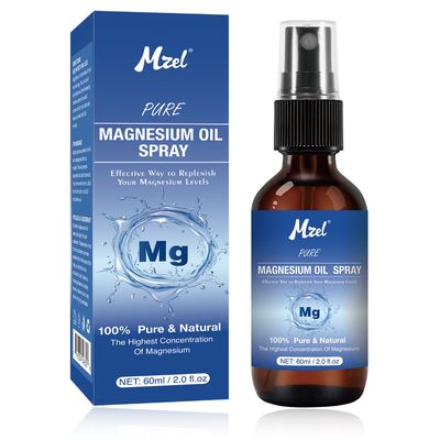 Pure Magnesium Oil Spray, Organic Magnesium Spray for Feet, Topical Magnesium Spray Glass Bottle,Nourish The Skin, Alleviate Hair Loss, Unclog Pores, 2 fl oz