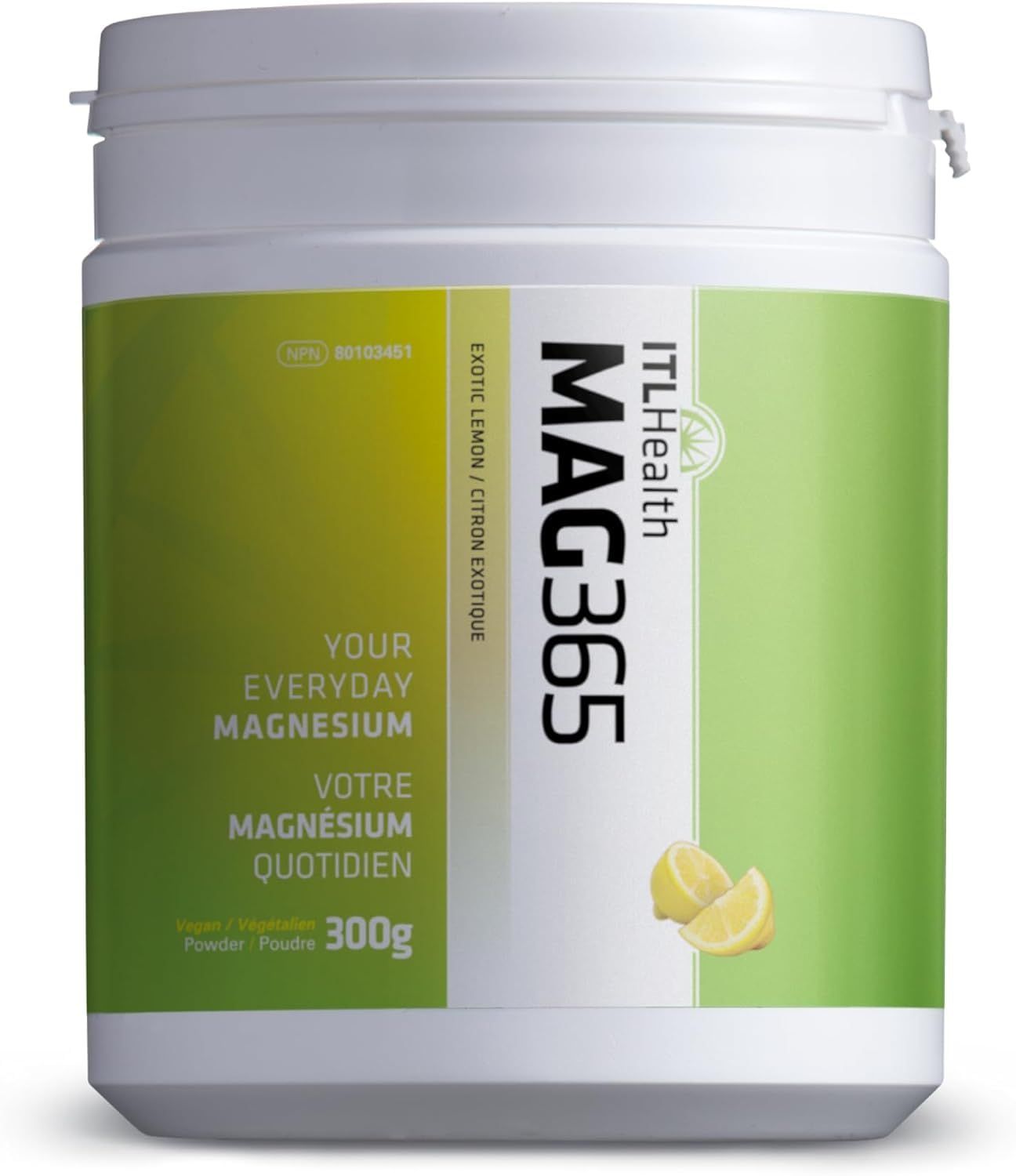 ITL Health MAG365 Ionic Magnesium Citrate Healthy Metabolism, Tissue Formation Bone Development Develop Maintain Healthy Teeth, Muscle Function (Exotic Lemon, 300g)