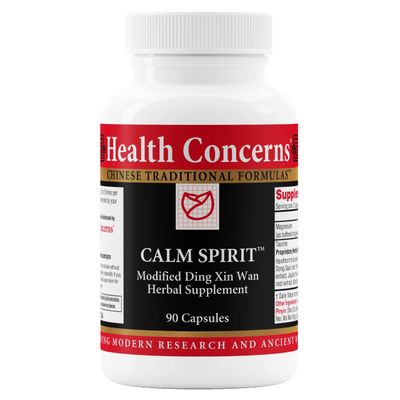 Health Concerns Calm Spirit - Stress Relief Supplement for Men Women - Herbal Calming Support - Eases Tension Nervousness - Magnesium, Hawthorn, Chinese Peony More - 90 Capsules
