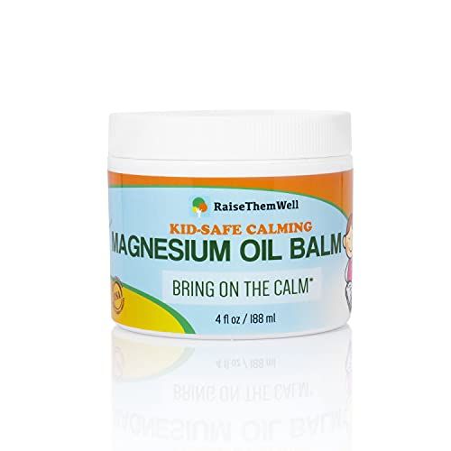 Raise Them Well Kids Calming Magnesium Balm - Natural Anxiety Relief Cream with Gentle Magnesium Oil, Soothing Bedtime Moisturizer for Toddlers Children, 4 fl oz
