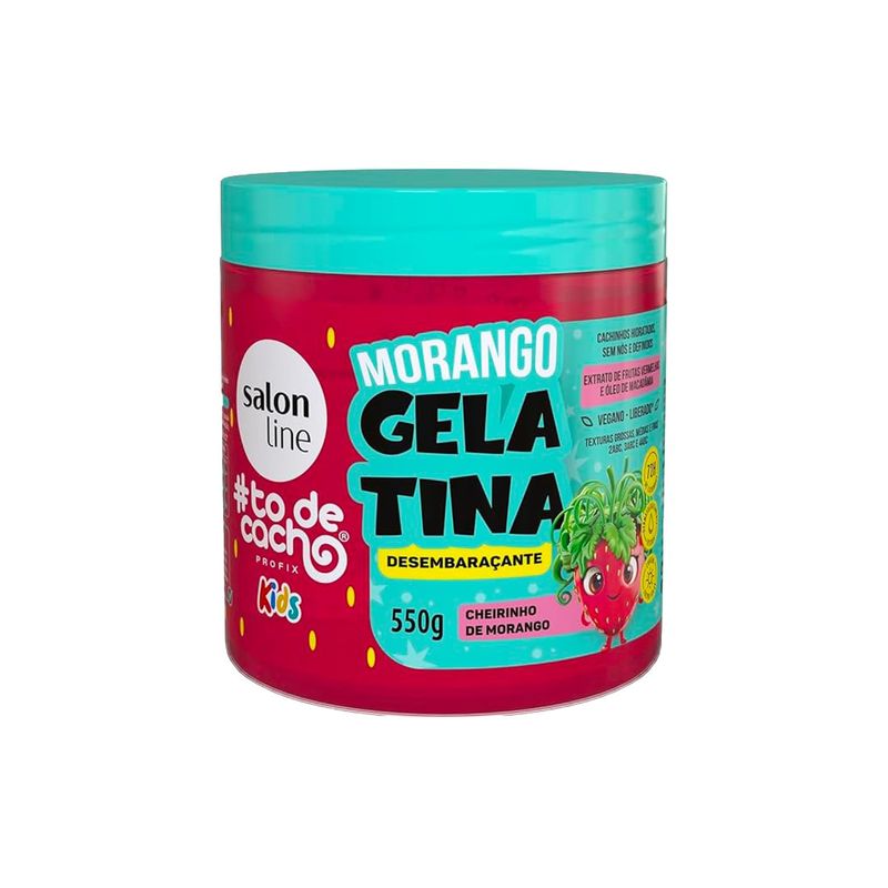 Salon Line - Linha ToDeCacho (Kids) - Gelatina Desembaracante Morango 550 Gr - (ImWithCurls (Kids) - Strawberry Detangling Gelatin Net 19.40 Oz)