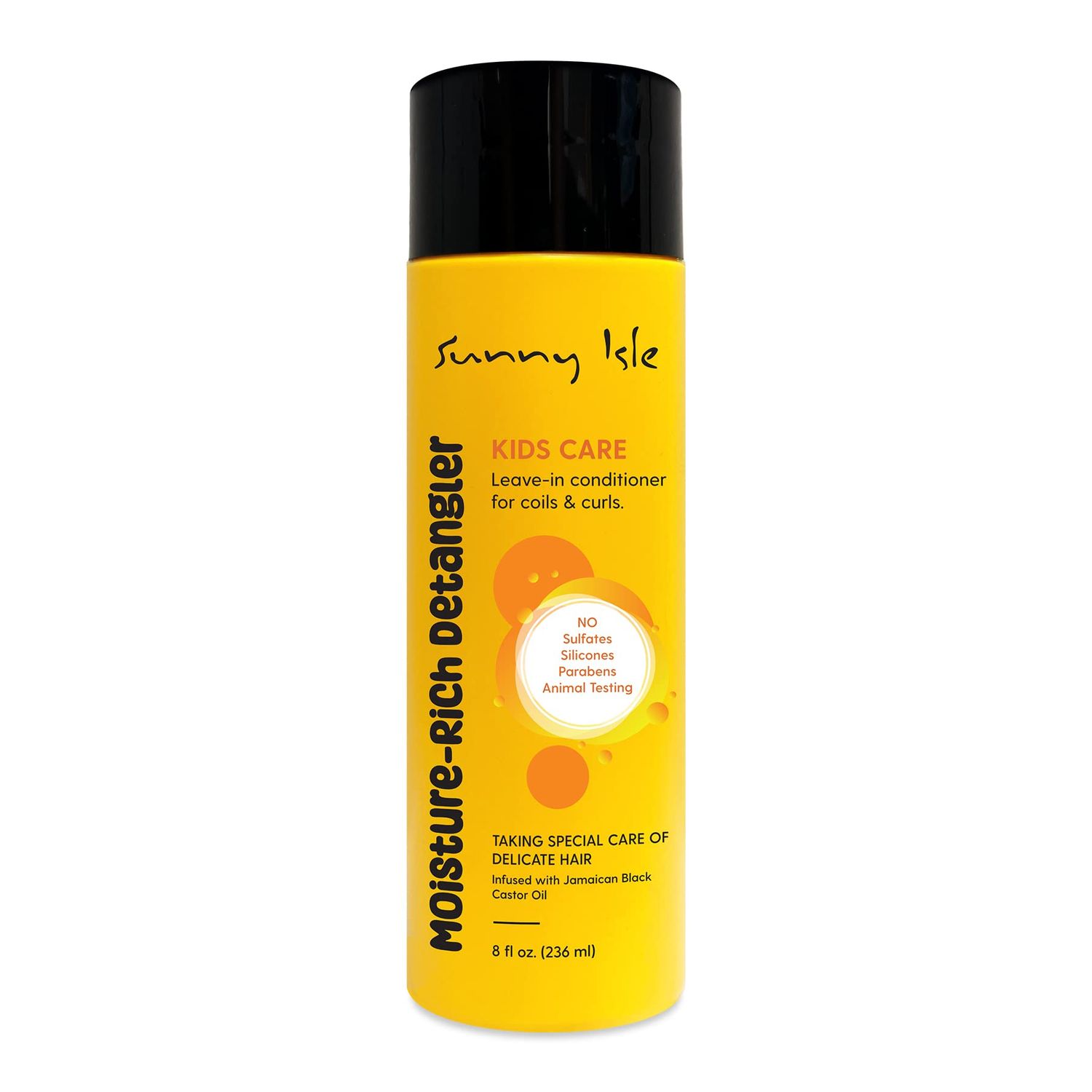 Sunny Isle Kids Care Moisture-Rich Leave-In Detangler 8oz Gentle Care Non-Greasy Conditioner for Children&#39;s Coils, Waves, Curls Jamaican Black Castor Oil Infused