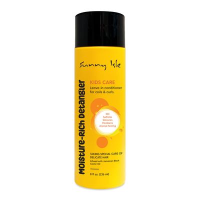 Sunny Isle Kids Care Moisture-Rich Leave-In Detangler 8oz Gentle Care Non-Greasy Conditioner for Children&#39;s Coils, Waves, Curls Jamaican Black Castor Oil Infused