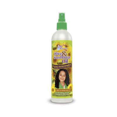 Sofn&#39;Free n&#39;Pretty Olive Sunflower Oil Leave-In Kids Detangler Spray for Curly Hair, Relaxed Hair, Natural Hair Detangler Spray Conditions and Restores Curls - 12 oz, Single