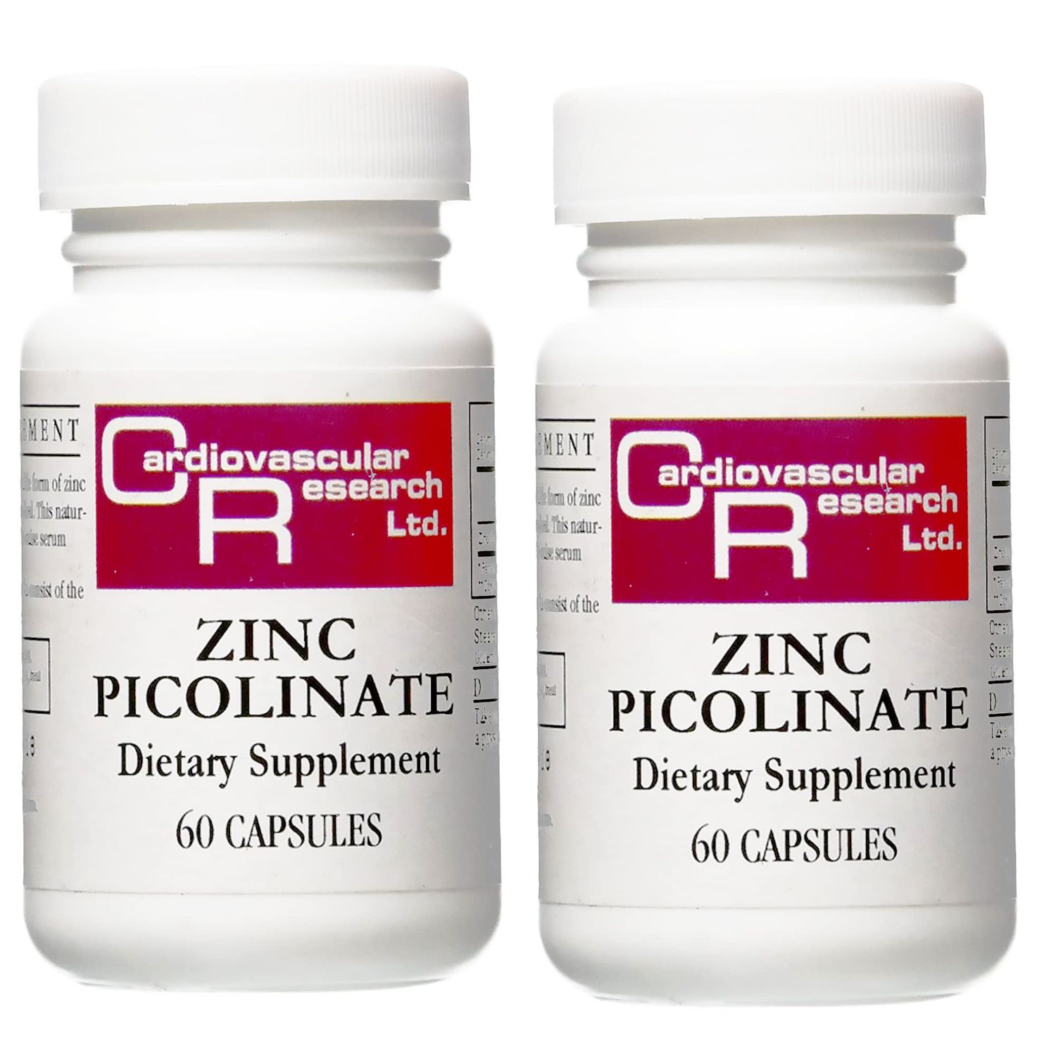 Cardiovascular Research Zinc 25 mg Zinc Picolinate 120 Capsules - for Immune System Support - Two Bottle Bundle