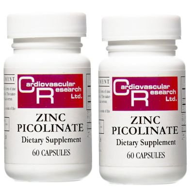 Cardiovascular Research Zinc 25 mg Zinc Picolinate 120 Capsules - for Immune System Support - Two Bottle Bundle