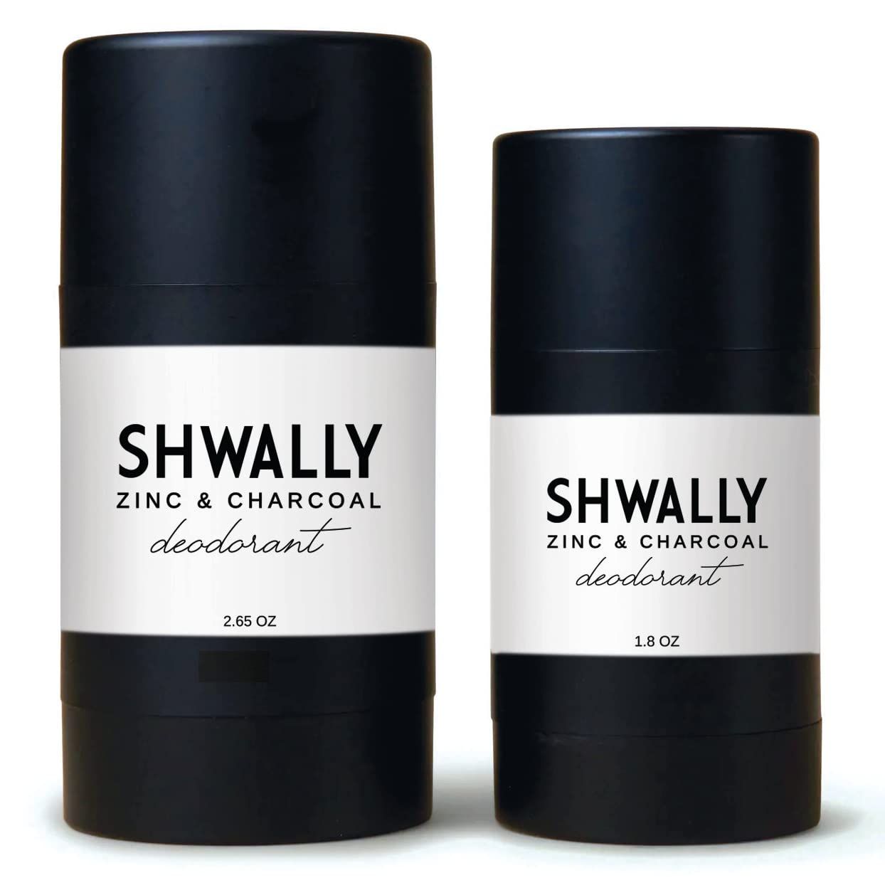 Shwally Zinc Charcoal Deodorant - A True Natural, Tallow-Based Effective Deodorant for Men Women -- Aluminum Free with Coconut Arrowroot - Lasts 4X Longer (Unscented, 1.7 oz)