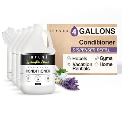 Terra Pure Infuse Lavender Mint Hotel Conditioner 1 Gallon For Hospitality Vacation Rentals to Refill Dispensers (4 Gallons)