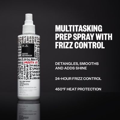 IGK GOOD BEHAVIOR 4-in-1 Prep Spray Travel Leave In Detangle Heat Protectant Vegan Cruelty Free 2 Oz