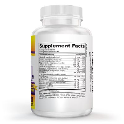 3-Month Multimineral Supplement (Iron Free) Natural Multiminerals High-Potency Multi Mineral Supplements All-in-1 Minerals Formula Mineral Complex Pills Bulk Savings 90-Day Supply 180 Tablets