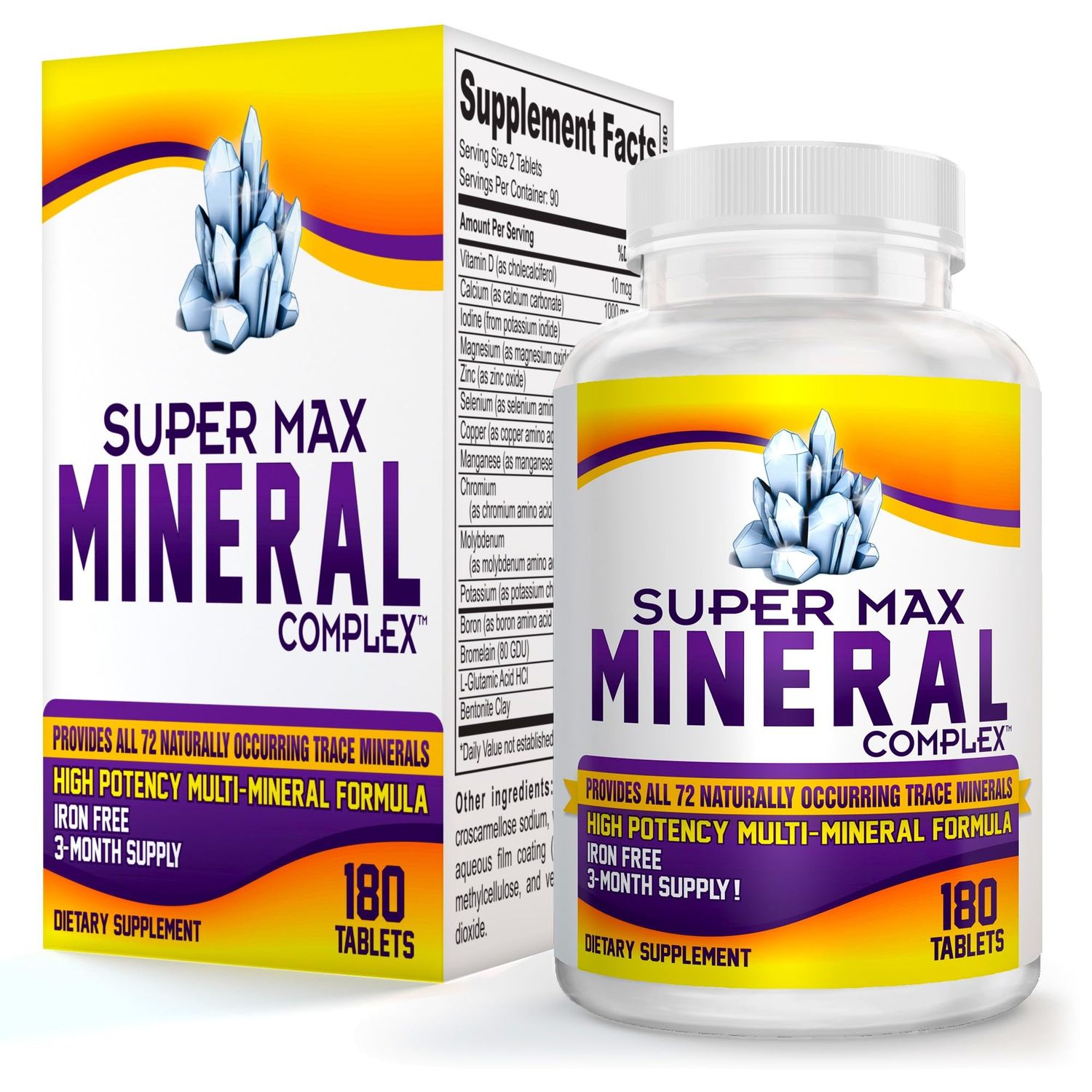 3-Month Multimineral Supplement (Iron Free) Natural Multiminerals High-Potency Multi Mineral Supplements All-in-1 Minerals Formula Mineral Complex Pills Bulk Savings 90-Day Supply 180 Tablets