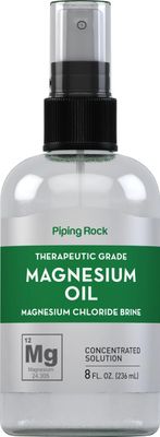 Piping Rock Pure Magnesium Oil Spray 8 Fl Oz Magnesium Chloride Brine Liquid Concentrated Solution Therapeutic Grade Non-GMO, Gluten Free