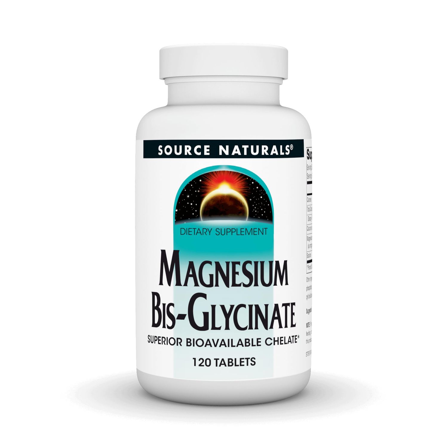 Source Naturals Magnesium Bis-Glycinate, Supports Cardiovascular and Muscle Health - 120 Tablets