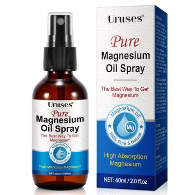 Generic Pure Magnesium Oil Spray for Feet Body, Topical Magnesium Spray, Glass Bottle Magnesium Spray for Feet, Magnesium Chloride Brine, Easy to Absortion -2.02fl.oz