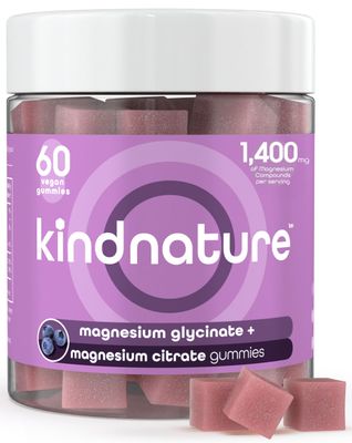 Kind Nature Magnesium Glycinate Citrate Gummies - Calm Magnesium Complex for Sleep, Stress, Cramps Digestion - Chewable Vegan Magnesium Supplement for Women, Teens, Adults - 60 Ct