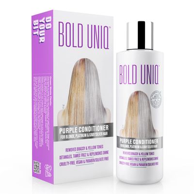 Purple Conditioner for Blonde, Platinum GraySilver Hair. Reduce Brassy Yellow Tones. Toner for Bleached Highlighted Hair - Moisturises - Cruelty Free, No Parabens or Sulfates - 237 ml