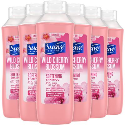 Suave Shampoo, Wild Cherry Blossom 6-Pack - Fragrant, Softening Formula with Vitamin E, 22.5 Oz Ea