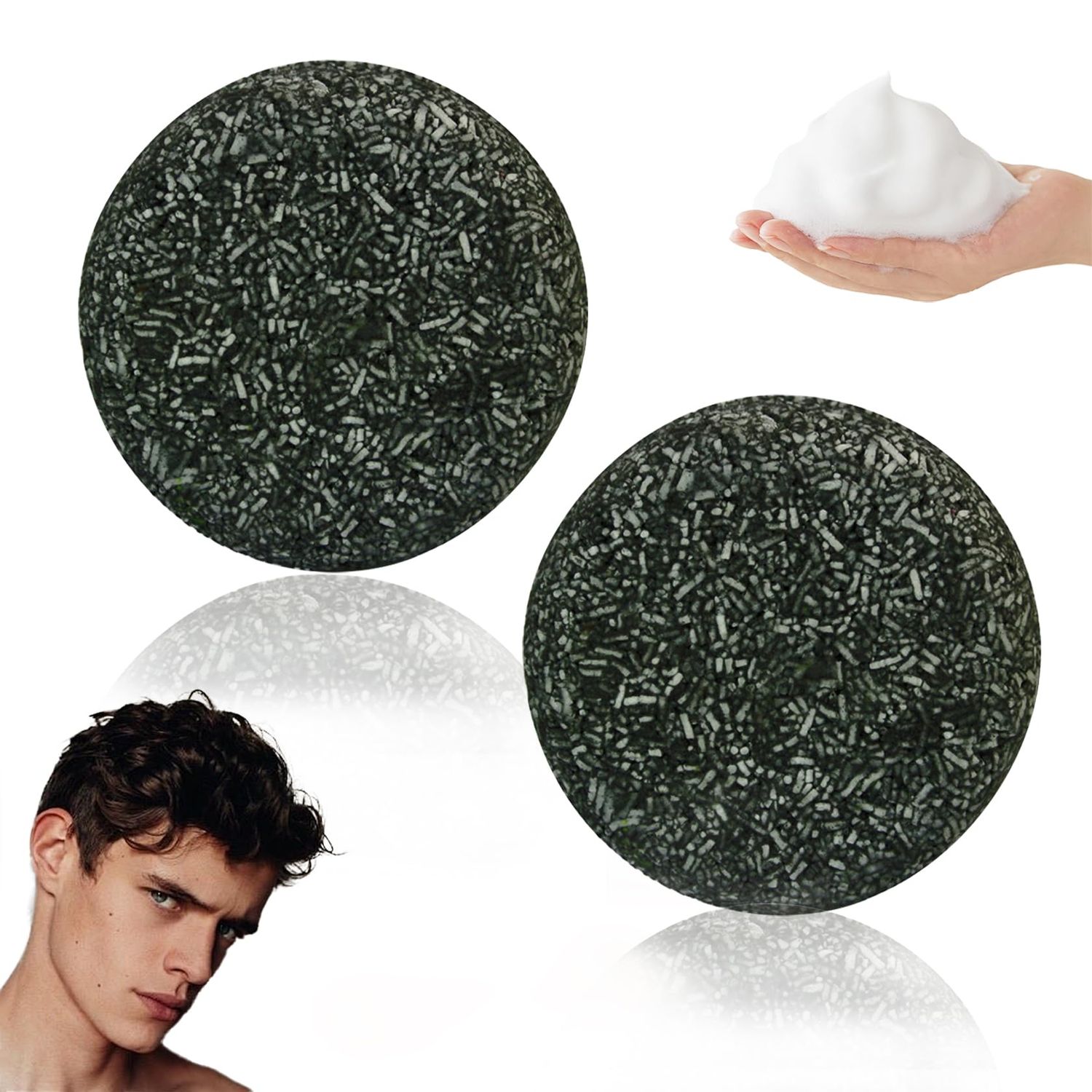 DuoZeng 2PCS Black Shampoo Bar Soap,Moisturizing Gray Hair Reverse Soap Bar,Natural Hair Darkening Grey Hair Coverage Shampoo Bar Soap for Men Women