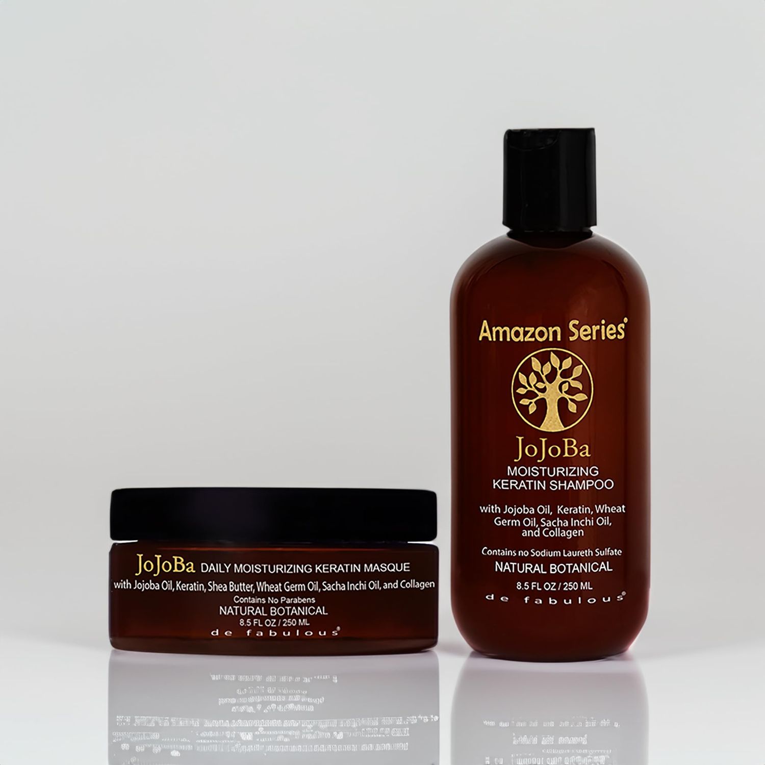 Amazon Series Jojoba Moisturizing Keratin Shampoo and Masque Set 8.5 fl oz by De Fabulous