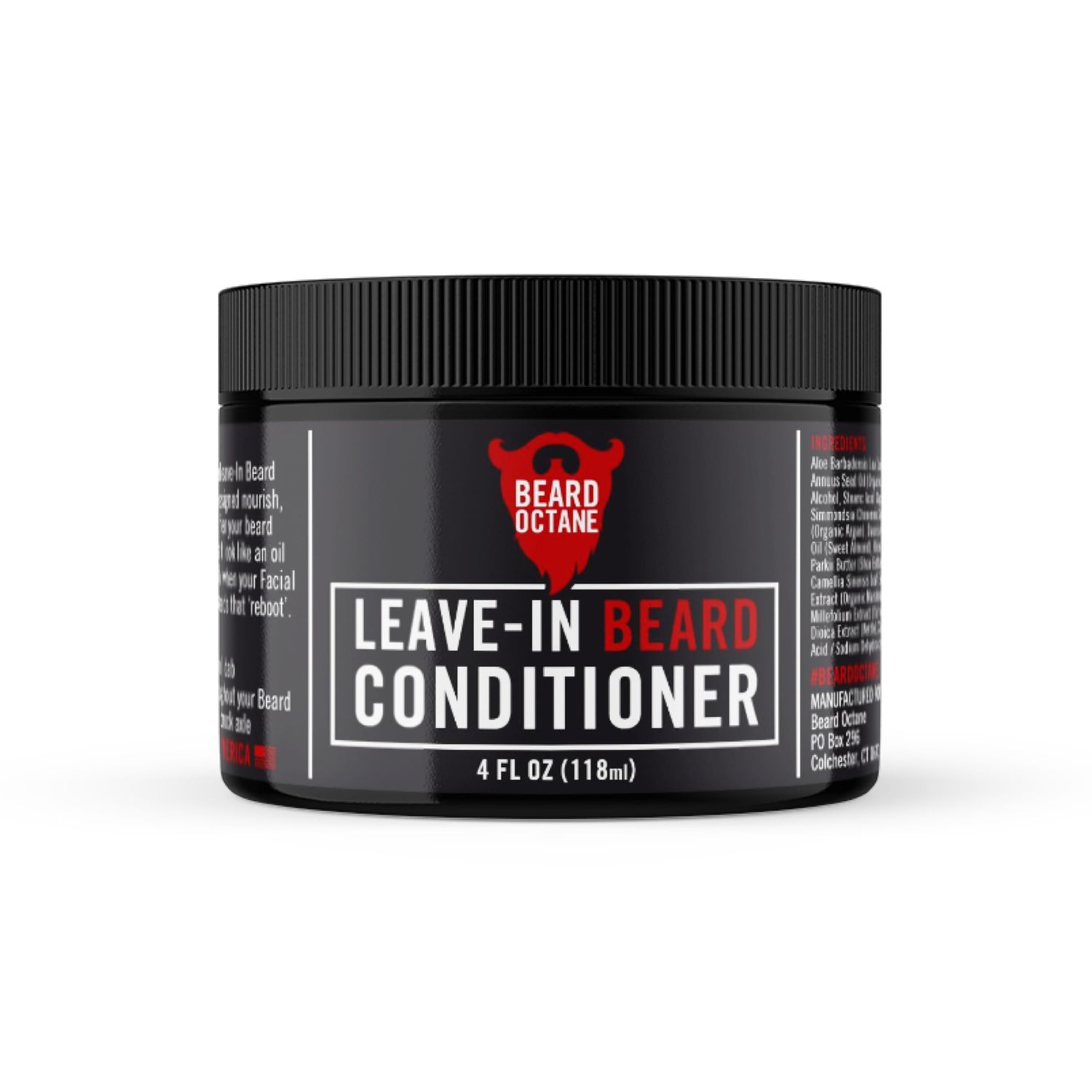 Beard Octane: Neutral Leave In Beard Conditioner wArgan Aloe Vera - 4 oz - Unscented - Soften Moisturize Damaged Beards - Made in USA
