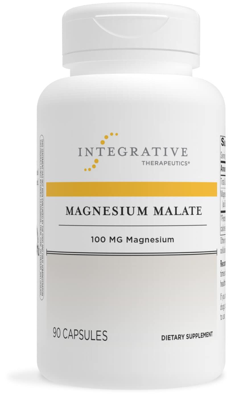 Integrative Therapeutics Magnesium Malate - Supplement with Elemental Magnesium - Supports Cellular Metabolism - Vegan, Gluten-Free Dairy-Free Mineral Supplement - 100 mg, 90 Capsules