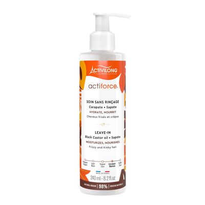 Activilong Actiforce Leave-In - Moisturize, Define, Nourish, and Protect Your Curls - Infused with In Black Castor Oil and Sapote - Strength and Vitality for Your Hair Without Greasy Residue - 240 ml.