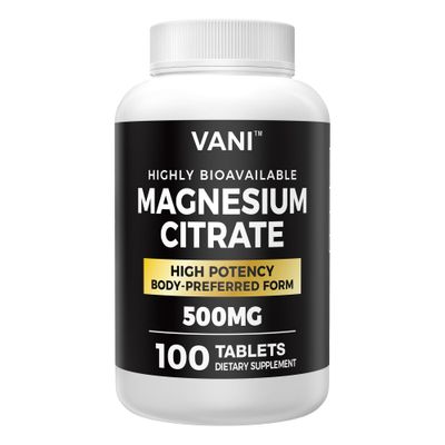 Magnesium Citrate 500MG 100 Tablets- Vegan Safe, High Absorption