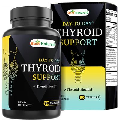 Best Naturals Thyroid Support Supplement, 90 Vegetable Capsules, Made with Iodine, Zinc, B12, Ashwagandha, L-Tyrosine and BioPerine