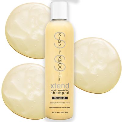 SIMPLY SMOOTH Xtend Keratin Replenishing Shampoo Sulfate-Free Smoothing Softening Cleanser Restore Strengthen Damaged Hair Color Safe, pH Balanced, Salon Formula 8.5 oz