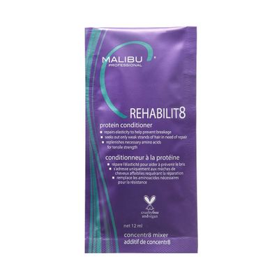 Malibu C REHABILIT8 Smoothing Protein Conditioner (1 Packet) - Replenishes Hair Protein Amino Acids to Prevent Breakage - Hydrating Conditioner for Damaged Hair