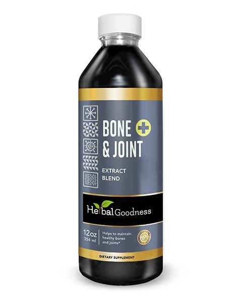 Herbal Goodness Bone and Joint Liquid Extract 12oz - Organic Support for Bone Joint Health, Muscles, and Mobility with Calcium, Magnesium, Glucosamine, and Chondroitin for Men and Women - 1 Btl