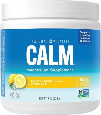 Natural Vitality Calm, Magnesium Supplement, Anti-Stress Drink Mix Powder, Gluten Free, Vegan, Non-GMO, Sweet Lemon, 8 oz