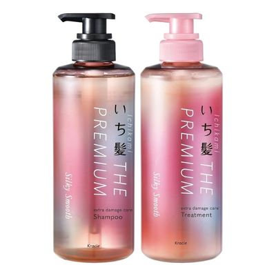 Ichikami The Premium, Silky Smooth Shampoo and Treatment Bottle Set, Extra Damage Care, Non Silicone Sulfate free