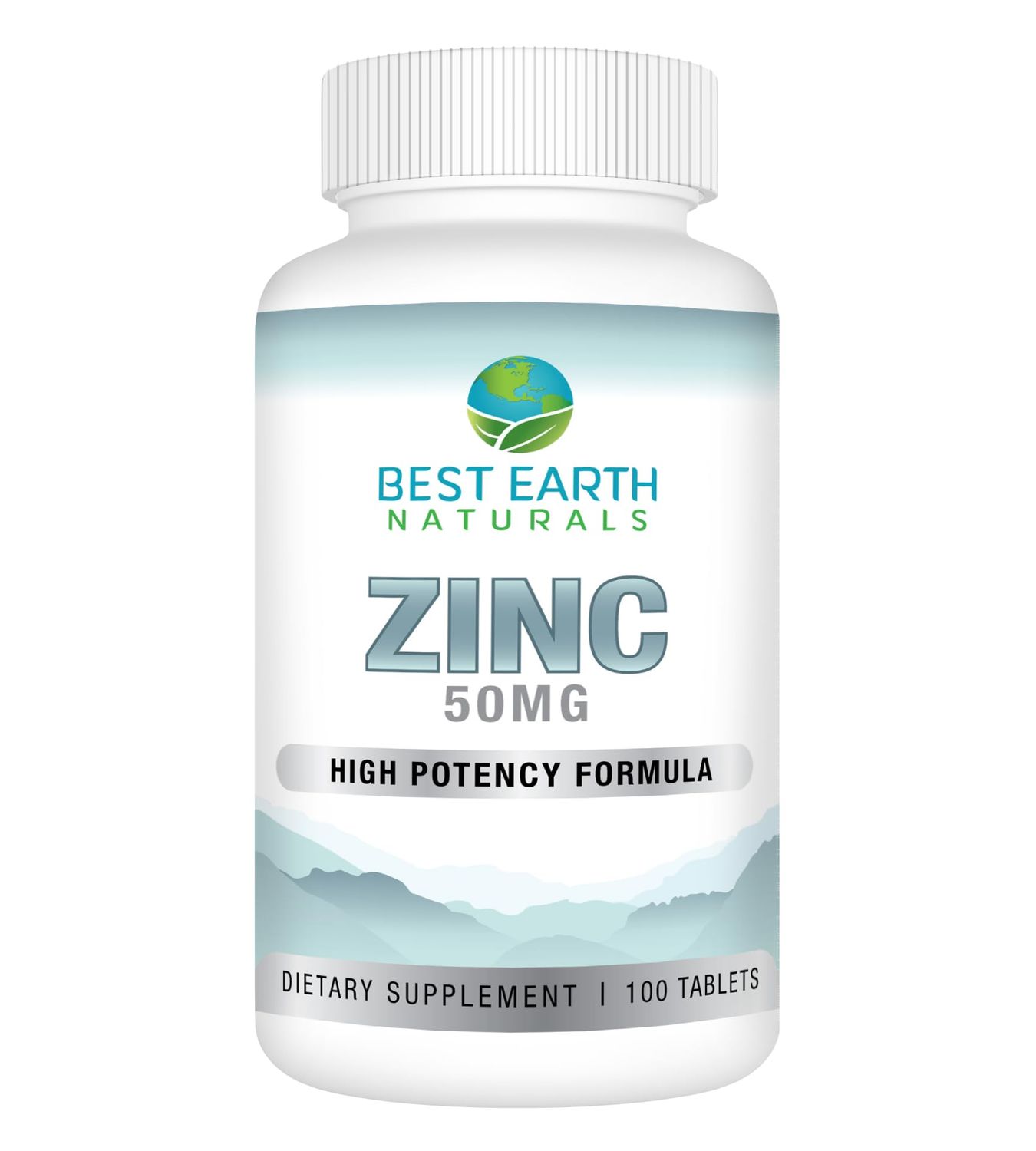 Best Earth Naturals 50 Mg Zinc Supplements - Immune Support Supplement - High Potency Natural Antioxidant - 100 Tablets (100 Day-Supply)
